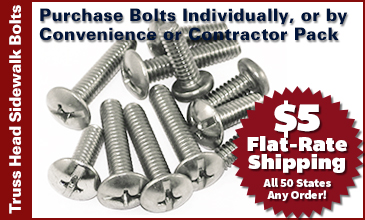 Truss Head Sidewalk Bolts in Convenience or Contractor Pack